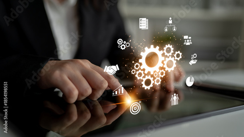Bilde på lerret Strong teamwork boosts productivity through collaboration, shared goals, and communication strategies that align team dynamics with a unified business vision