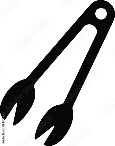 Silhouette of kitchen serving tongs with curved handles Vector Illustration