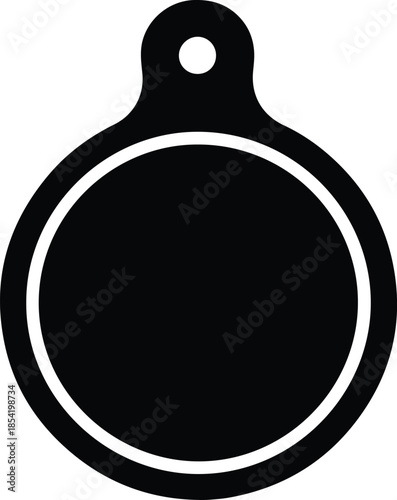 Silhouette round dog tag with hole and border Vector Illustration