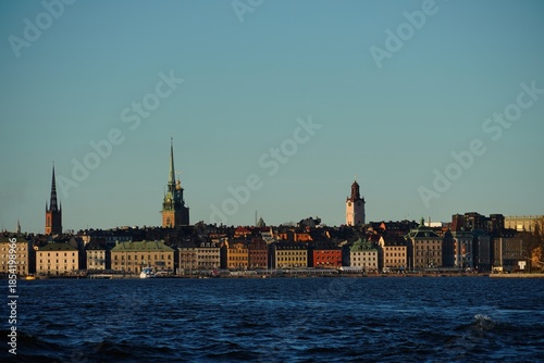 Photography Stockholm Waterfront Skyline with Historic Buildings and Church Towers