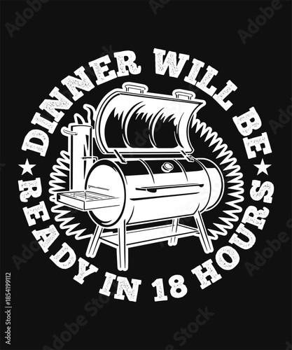 Funny BBQ Smoker Grill Illustration with Typography for T-Shirt, Mug, and Sticker Design