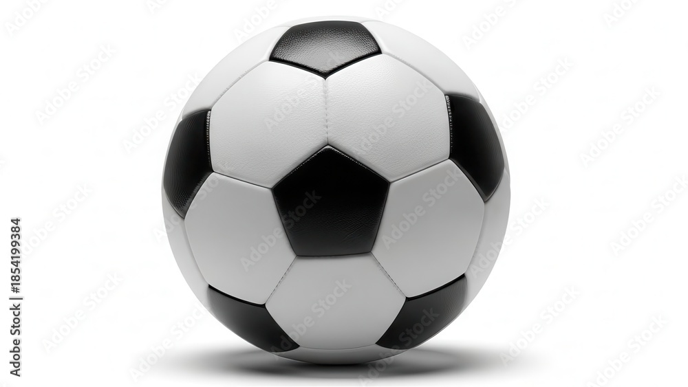 Naklejka premium Classic black and white soccer ball isolated on white background with shadow.