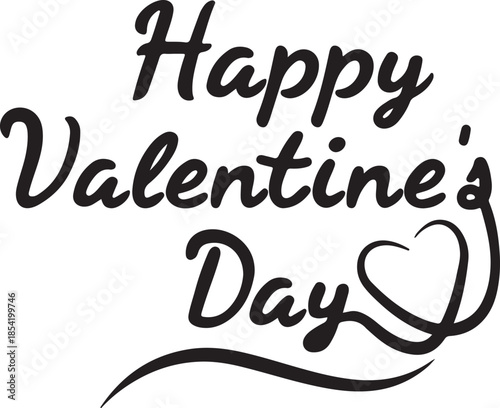 Elegant script lettering wishes everyone a Happy Valentines Day with a small heart integrated into the text