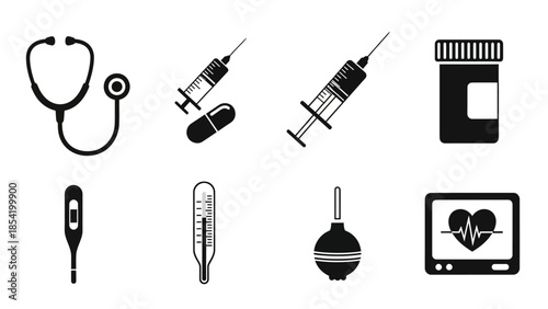 Vector illustration of a set of professional makeup brush tools and equipment icons designed as a creative symbol for beauty and paint design