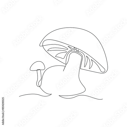 Mushroom illustration in a continuous line art style for nature concept