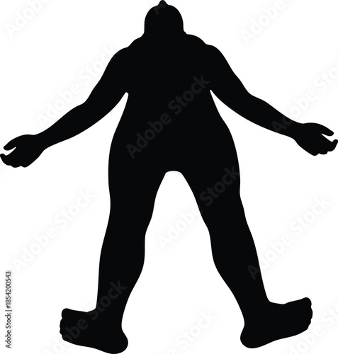 Human silhouette with arms outstretched and head looking upwards vector