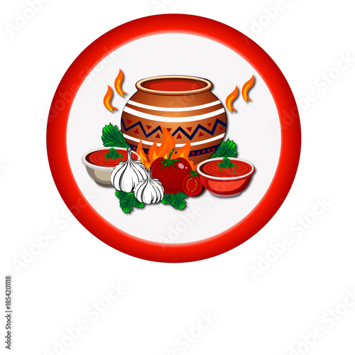 Heritage Kitchen Restaurant Logo Featuring Traditional Clay Pot and Spices.