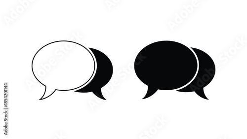 Black and white speech bubble icons representing communication and dialogue