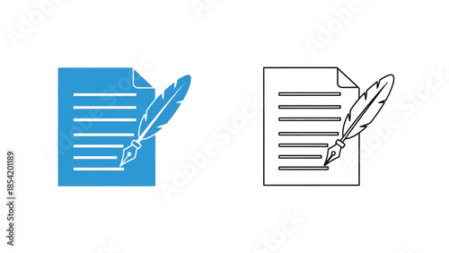 A comparison of a blue and a black and white writing icon