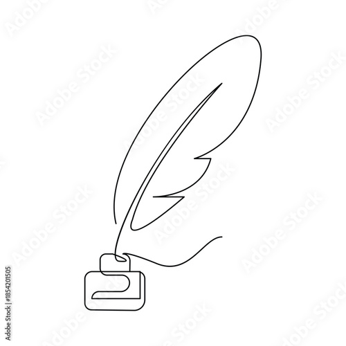 Feather icon in a single continuous line art style for literature