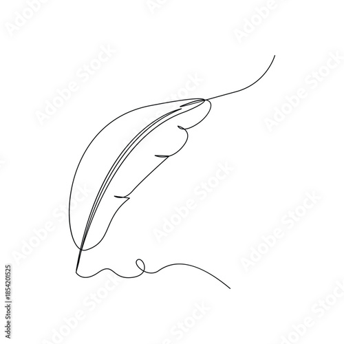 Feather icon in a single continuous line art style for literature