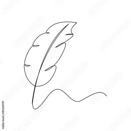 Feather icon in a single continuous line art style for literature