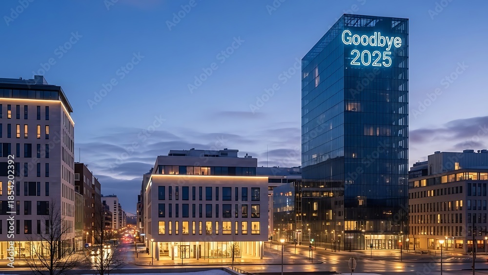 Obraz premium Cityscape Goodbye 2025 Building