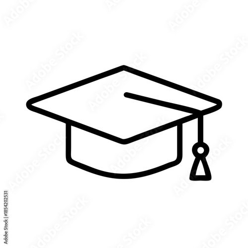 Black Graduation Cap Vector Icon Isolated on White Background