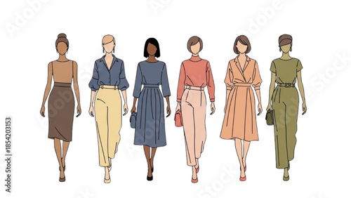 Diverse group of women showcasing various fashion outfits and styles