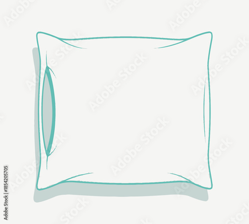 Simple illustration of a light blue pillow a comfortable item for rest and sleep