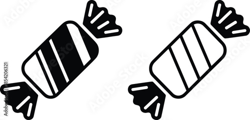 candy illustrations in outline and silhouette styles, ideal for sweets packaging, festive design, and confectionery branding visuals