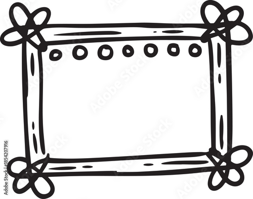 Hand drawn rectangular frame with loops and dots for quirky graphic elements
