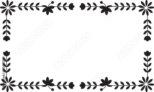Simple floral border with leaves and buds for decorative frame and background