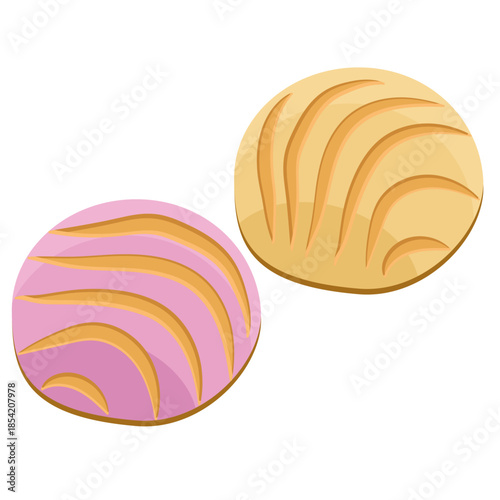 Vegan Concha, pan dulce vector.