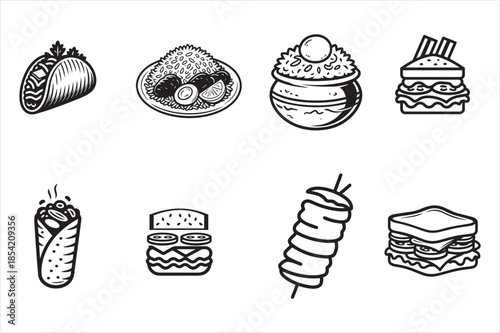 A restaurant food icon set