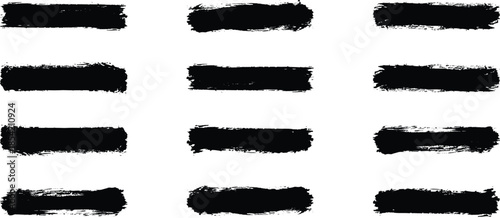 Collection of vector paint brush strokes, hand drawn brush stroke textures set. Flat Paint Brush Thin Full Background High Detail Abstract Vector Background Set