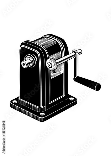 Vintage Manual Pencil Sharpener Illustration