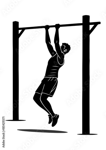 Silhouette of Man Doing Pull-ups
