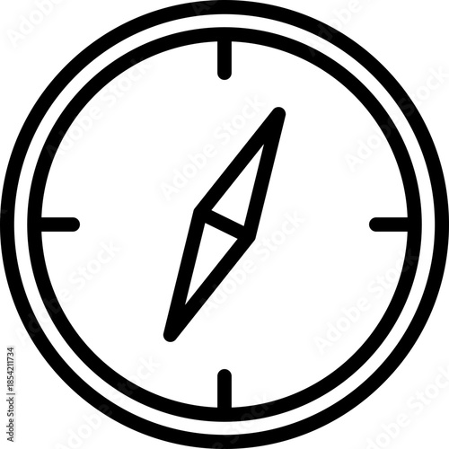 Compass App Line Icon – Navigation Direction, GPS Orientation Tool, Mobile Navigation