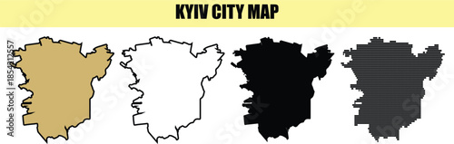 Kyiv city map with various colored styles and patterns