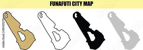 Funafuti city map outline icons in different styles and colors