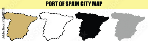 Port of spain city map in different styles