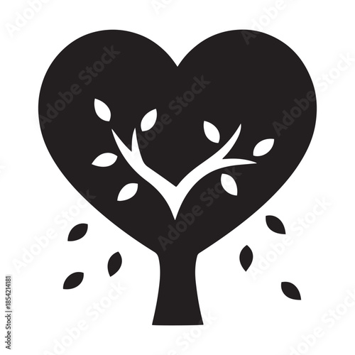 Vector illustration of a tree with heart shapes symbolizing love and romance for Valentine’s Day