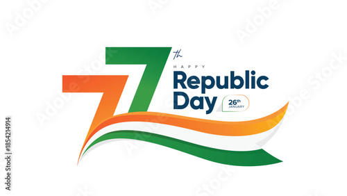 77th Republic Day of India Celebration Design with Tricolor Flag on 26 January for Social Media Post , Web Banner, Story, Print Design 