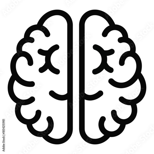 A simple line drawing depicting two symmetrical human brain hemispheres