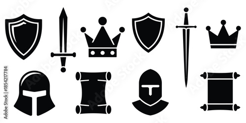 shield and swords vector icon illustration