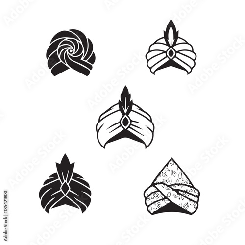 Collection of stylish turban illustrations in various designs