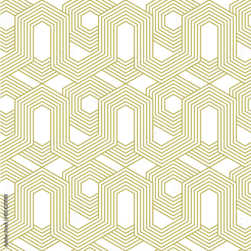 Seamless golden pattern, geometric vector design, abstract background.