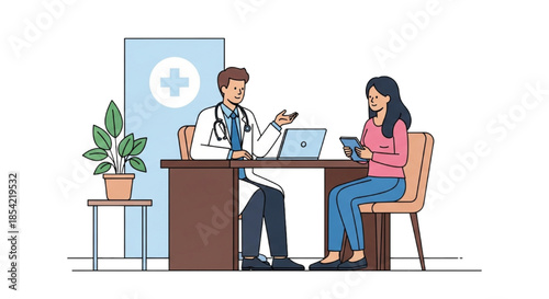 Doctor Consulting with Patient in Modern Medical Clinic