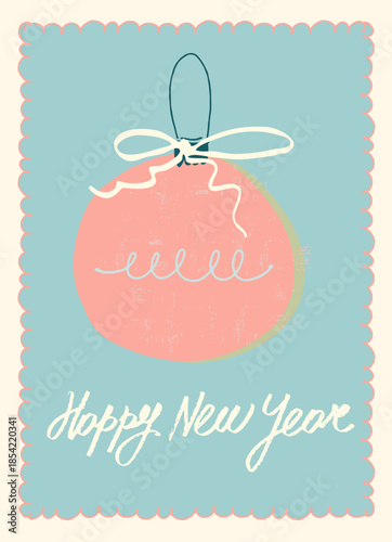 Merry Christmas and New Year card in a decorative frame trend of the year for festive projects, logos, stickers, invitations, scrapbooking, wall posters, social media, home, crafts and goods