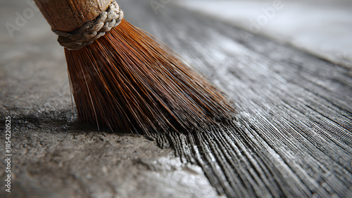 Ultra-realistic driveway scene at golden hour showing newly finished concrete curing with subtle moisture sheen