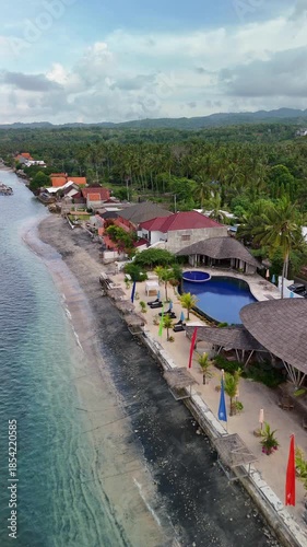 Beautiful beach Nusa Penida island in Indonesia. Aerial video.