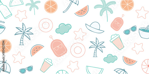 seamless summer beach pattern background