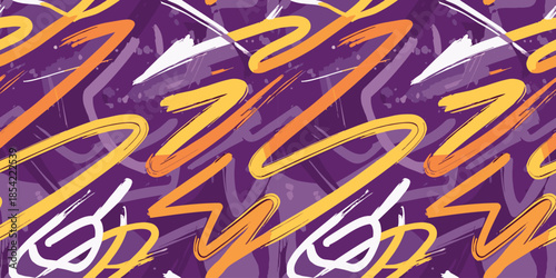 Graffiti seamless pattern. Urban energy with bold zigzag paint strokes for teen apparel streetwear sportswear and accessories design