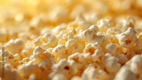 A close-up view of a pile of freshly popped popcorn