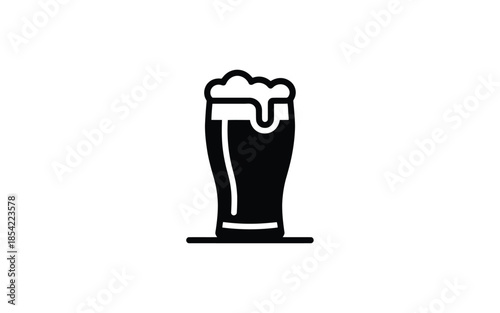 Full glass of beer isolated on white background, Vector, illustration