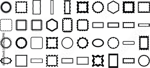 A diverse collection of classic and ornate decorative frames and borders. Vector illustration bundle of isolated oval, round, and square outlines for design