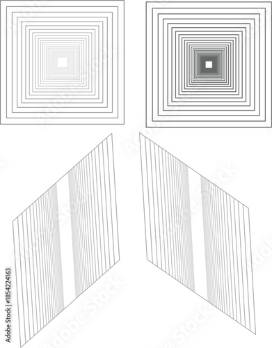 Abstract Geometric Design with Concentric Squares and Parallel Lines