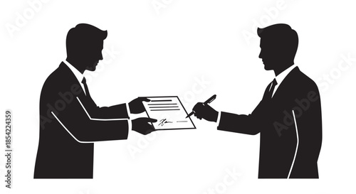 Business professionals signing an important document to finalize a formal agreement or transaction