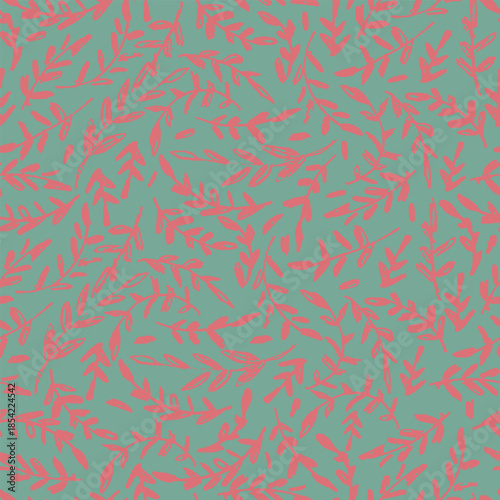 Seamless pattern with hand drawn meadow bold flowers. Floral Block Prints inspired by printmaking in Christmas color combinations